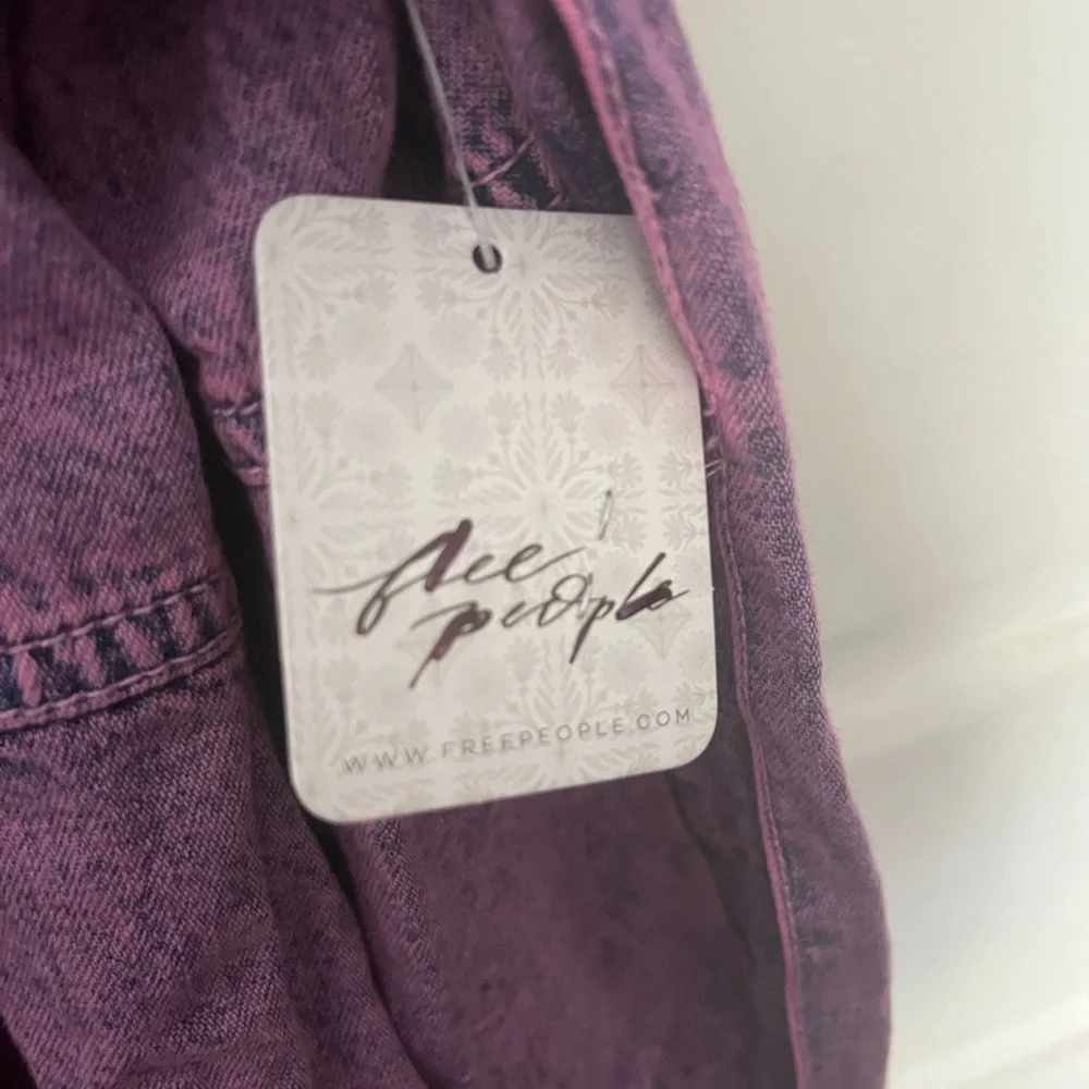 Free People We The Free Jenny Denim Tunic purple small tie waist S Jean - Picture 6 of 7
